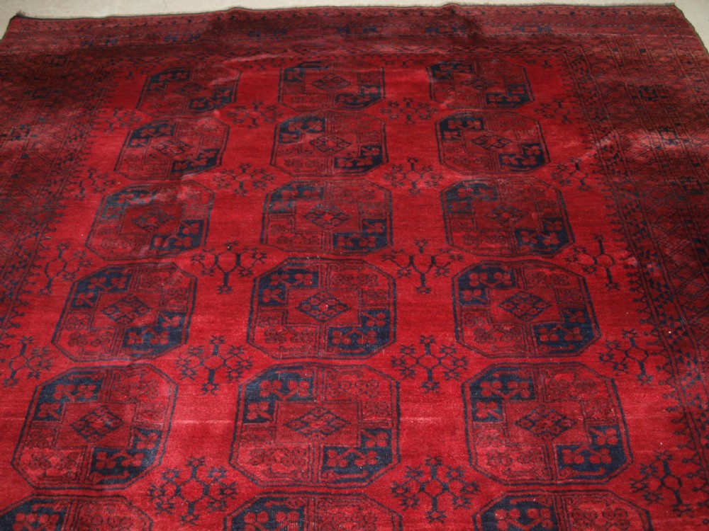 ANTIQUE AFGHAN ERSARI VILLAGE CARPET, GREAT CONDITION, CIRCA 1920. View IV