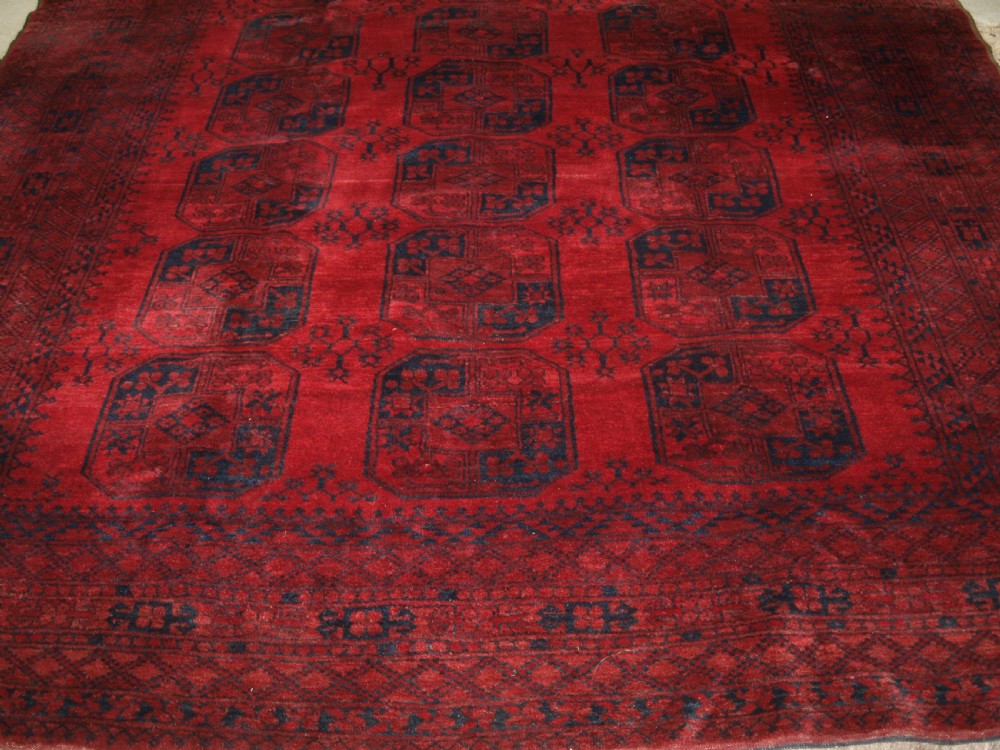 ANTIQUE AFGHAN ERSARI VILLAGE CARPET, GREAT CONDITION, CIRCA 1920. View V