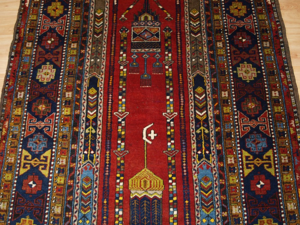 ANTIQUE TURKISH YAHYALI VILLAGE RUG WITH SCARCE MOSQUE DESIGN, CIRCA 1900/20. View V