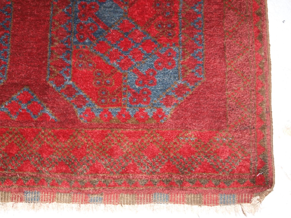 ANTIQUE AFGHAN ERSARI TURKMEN RUG, LARGE GULS, CIRCA 1900/20. View X