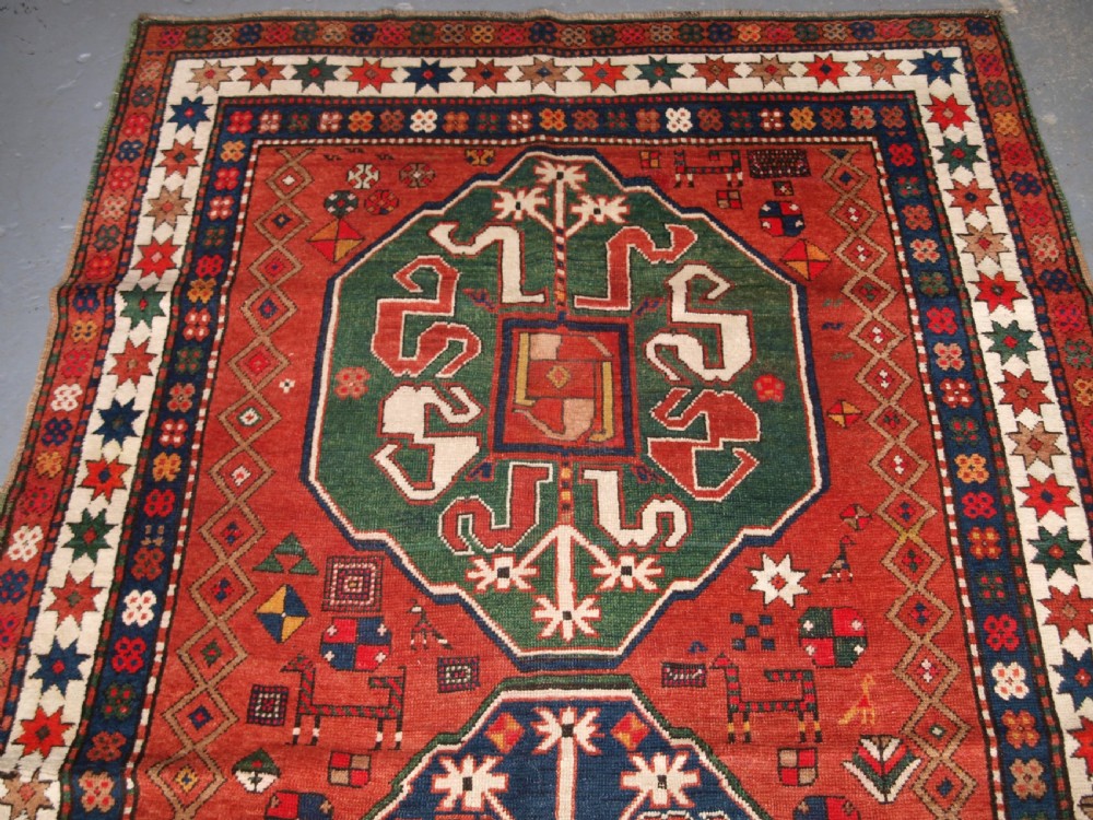 ANTIQUE CAUCASIAN ARMENIAN KARABAGH RUG OF CLOUDBAND DESIGN, CIRCA 1900. View III