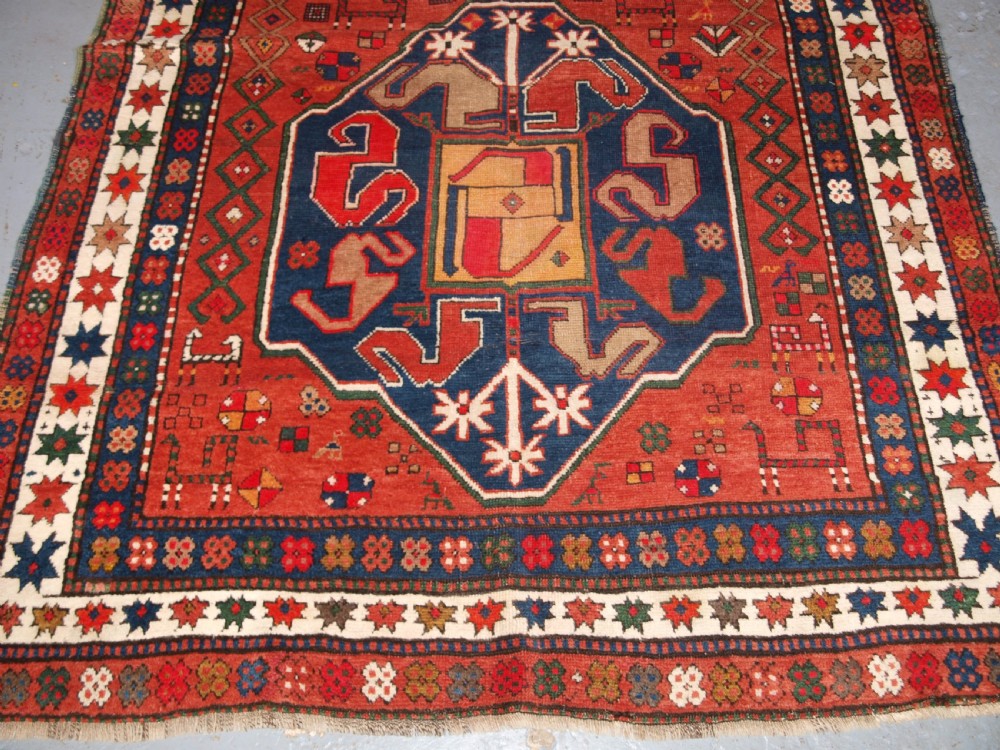 ANTIQUE CAUCASIAN ARMENIAN KARABAGH RUG OF CLOUDBAND DESIGN, CIRCA 1900. View V