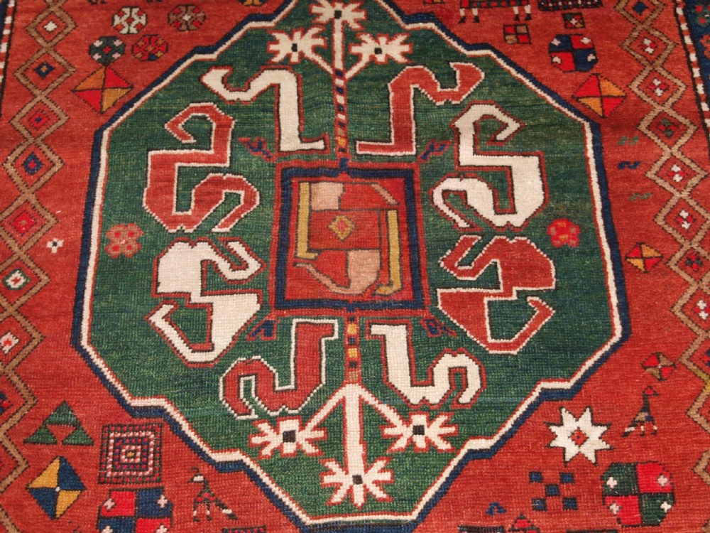 ANTIQUE CAUCASIAN ARMENIAN KARABAGH RUG OF CLOUDBAND DESIGN, CIRCA 1900. View VIII