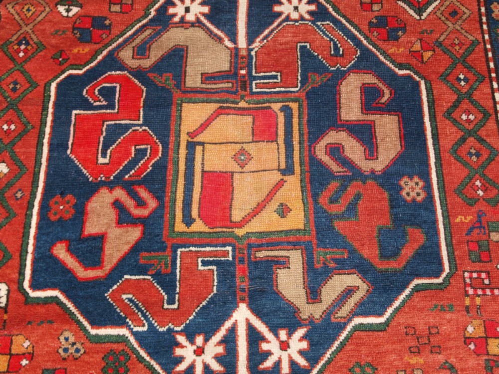 ANTIQUE CAUCASIAN ARMENIAN KARABAGH RUG OF CLOUDBAND DESIGN, CIRCA 1900. View IX