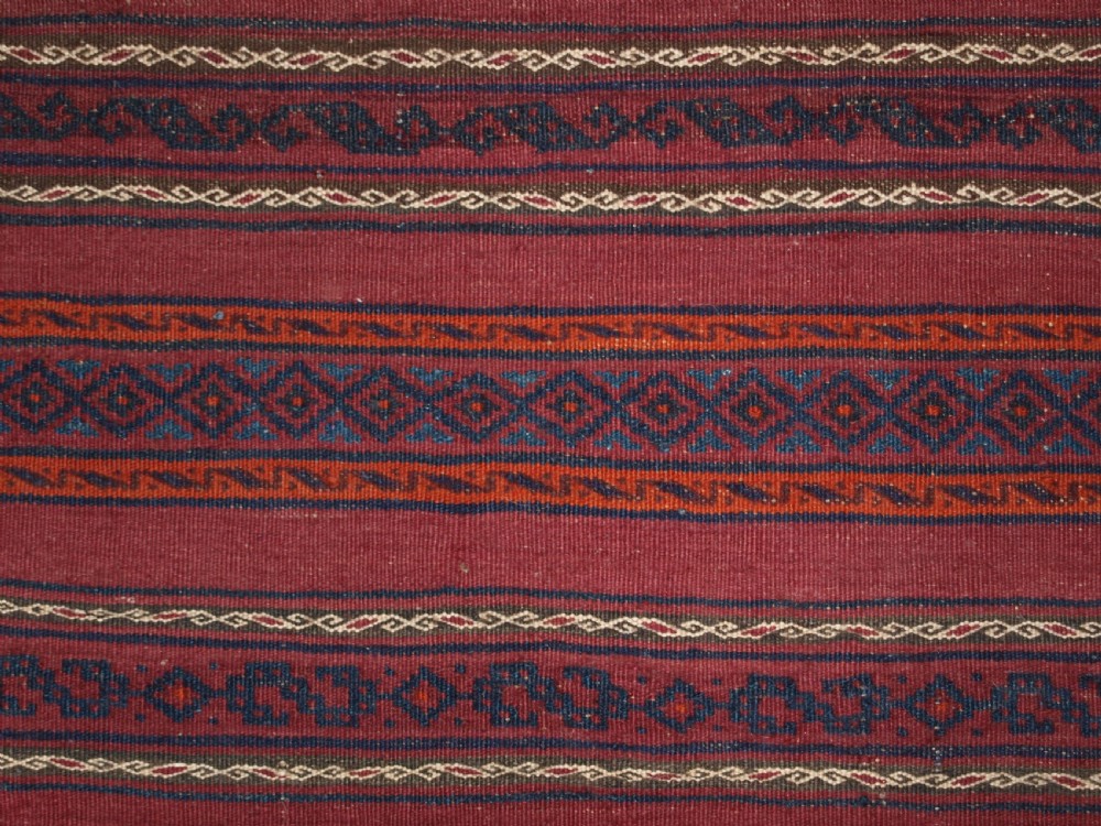 OLD AFGHAN BALUCH KILIM IN BANDS OF WEFTWORK, SUPERB CONDITION, CIRCA 1920. View VIII