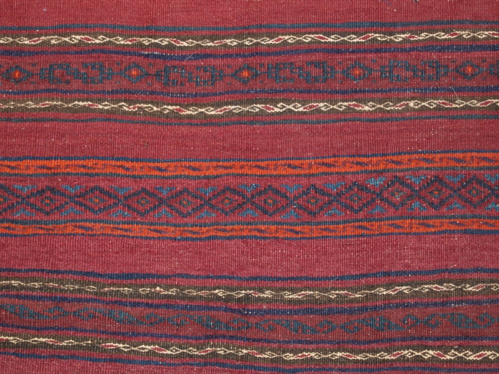 OLD AFGHAN BALUCH KILIM IN BANDS OF WEFTWORK, SUPERB CONDITION, CIRCA 1920. View IX