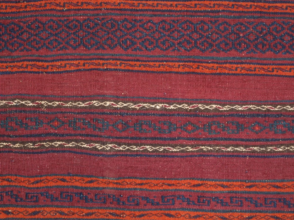 OLD AFGHAN BALUCH KILIM IN BANDS OF WEFTWORK, SUPERB CONDITION, CIRCA 1920. View XI