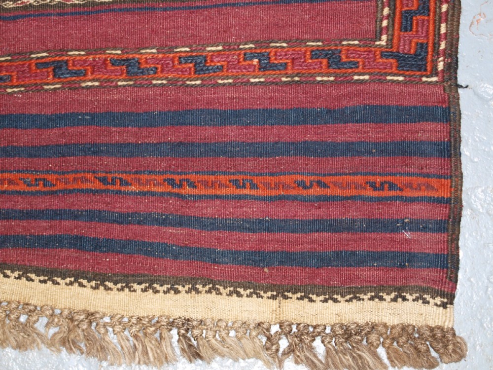 OLD AFGHAN BALUCH KILIM IN BANDS OF WEFTWORK, SUPERB CONDITION, CIRCA 1920. View XII