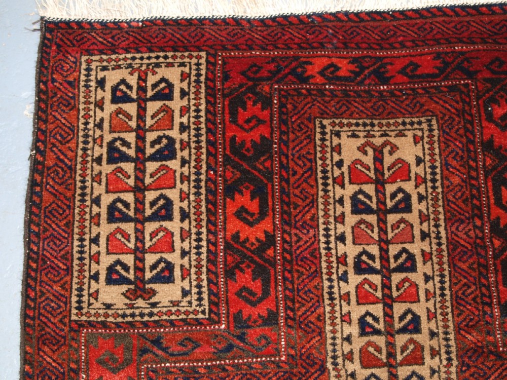 ANTIQUE CAMEL GROUND AFGHAN BALUCH PRAYER RUG WITH TREE OF LIFE, CIRCA 1900/20. View VI