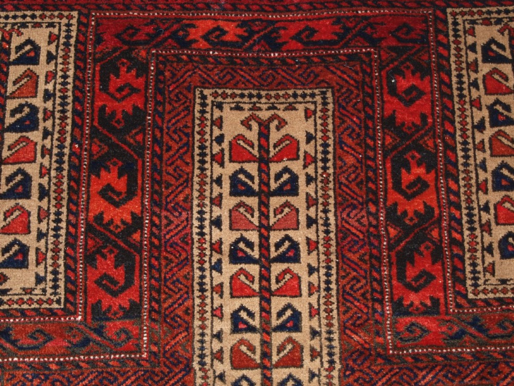 ANTIQUE CAMEL GROUND AFGHAN BALUCH PRAYER RUG WITH TREE OF LIFE, CIRCA 1900/20. View VII