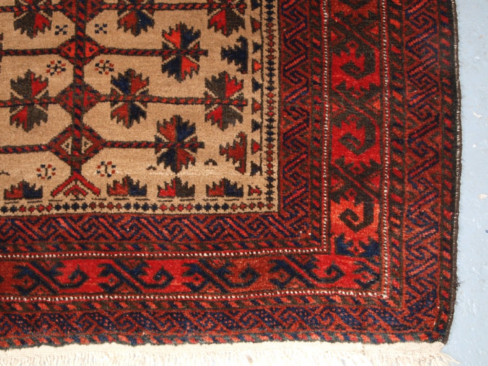 ANTIQUE CAMEL GROUND AFGHAN BALUCH PRAYER RUG WITH TREE OF LIFE, CIRCA 1900/20. View IX