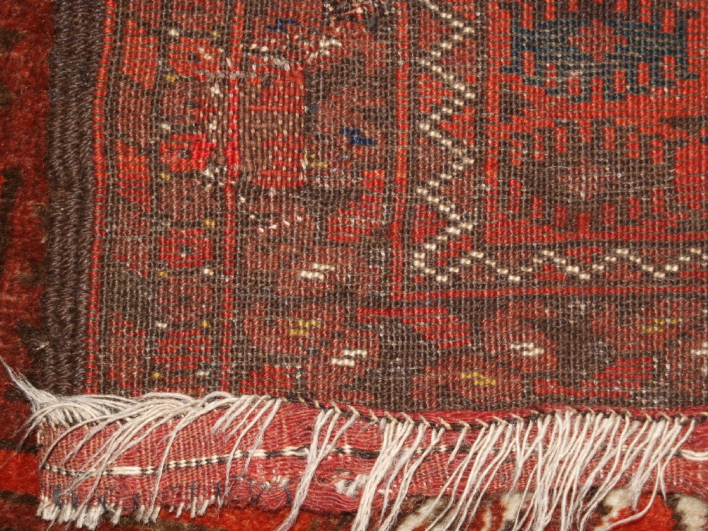 ANTIQUE AFGHAN KIZIL AYAK TURKMEN MOSQUE PRAYER RUG, CIRCA 1910. View XV