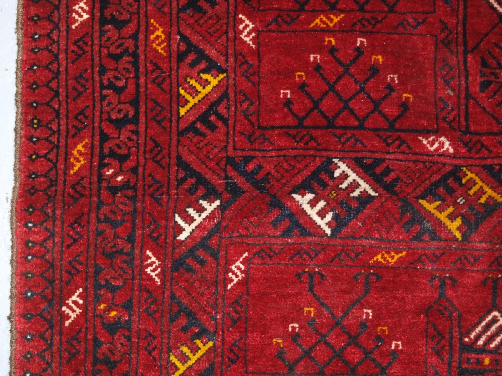OLD AFGHAN RUG WITH ERSARI TURKMEN ENSI DESIGN, CIRCA 1920/30. View VIII