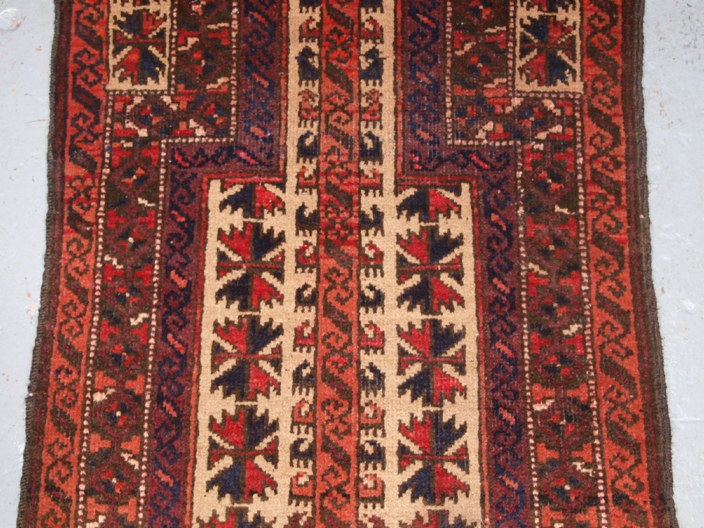 OLD AFGHAN BALUCH CHILDS PRAYER RUG, VERY SWEET SMALL RUG, CIRCA 1920. View IV