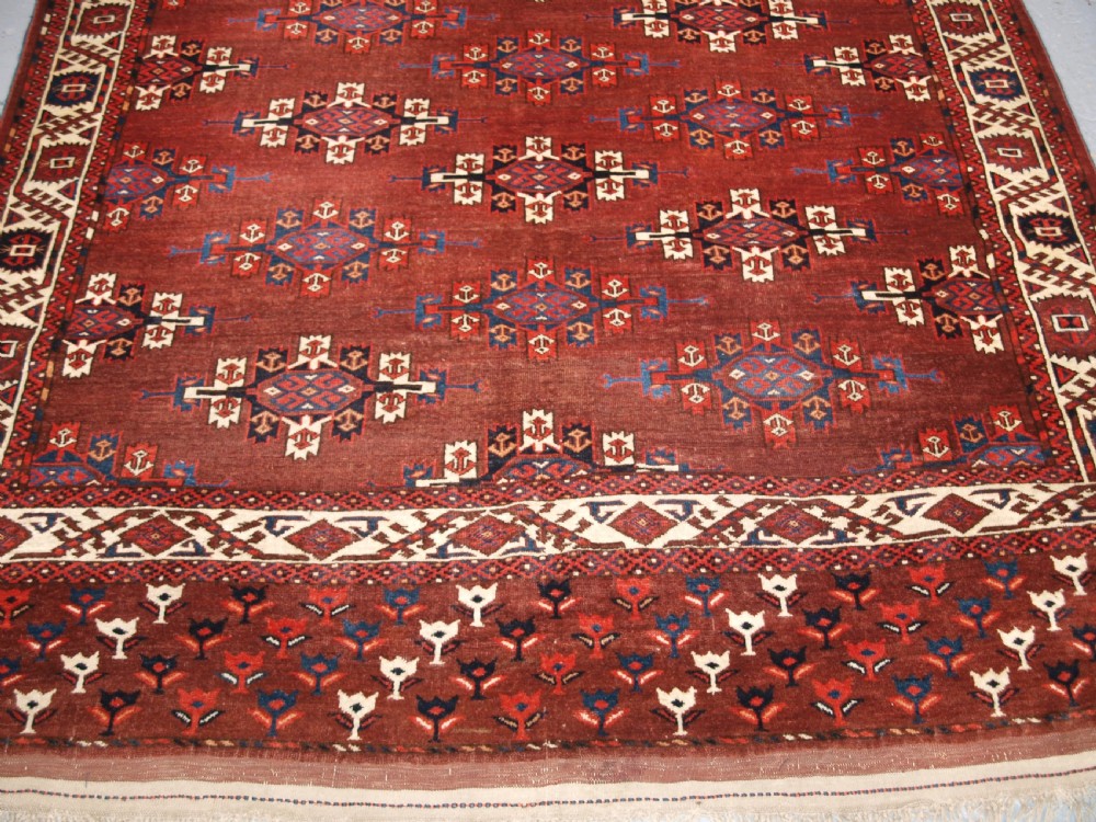 ANTIQUE YOMUT TURKMEN MAIN CARPET, KEPSE GUL DESIGN, CIRCA 1860. View V