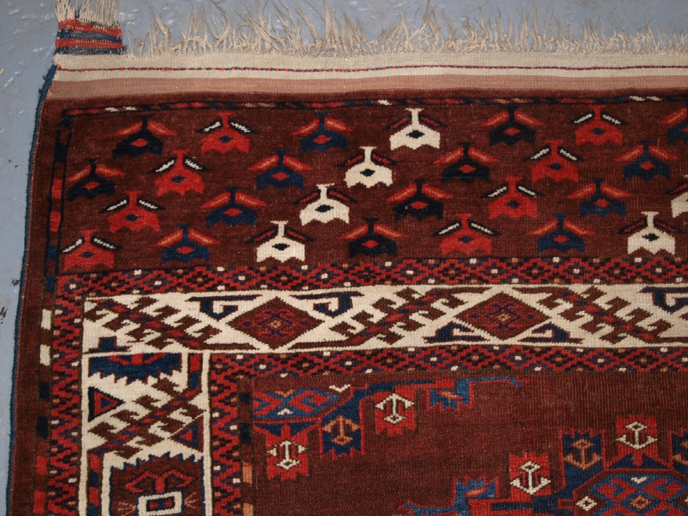 ANTIQUE YOMUT TURKMEN MAIN CARPET, KEPSE GUL DESIGN, CIRCA 1860. View VI