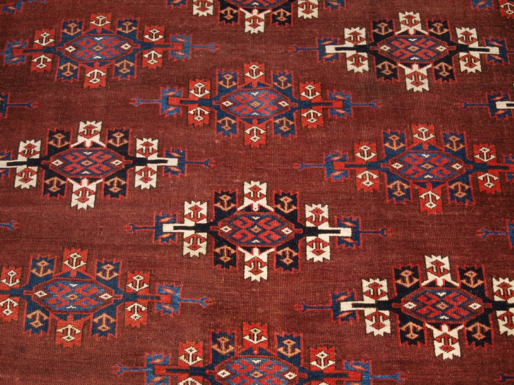 ANTIQUE YOMUT TURKMEN MAIN CARPET, KEPSE GUL DESIGN, CIRCA 1860. View VIII