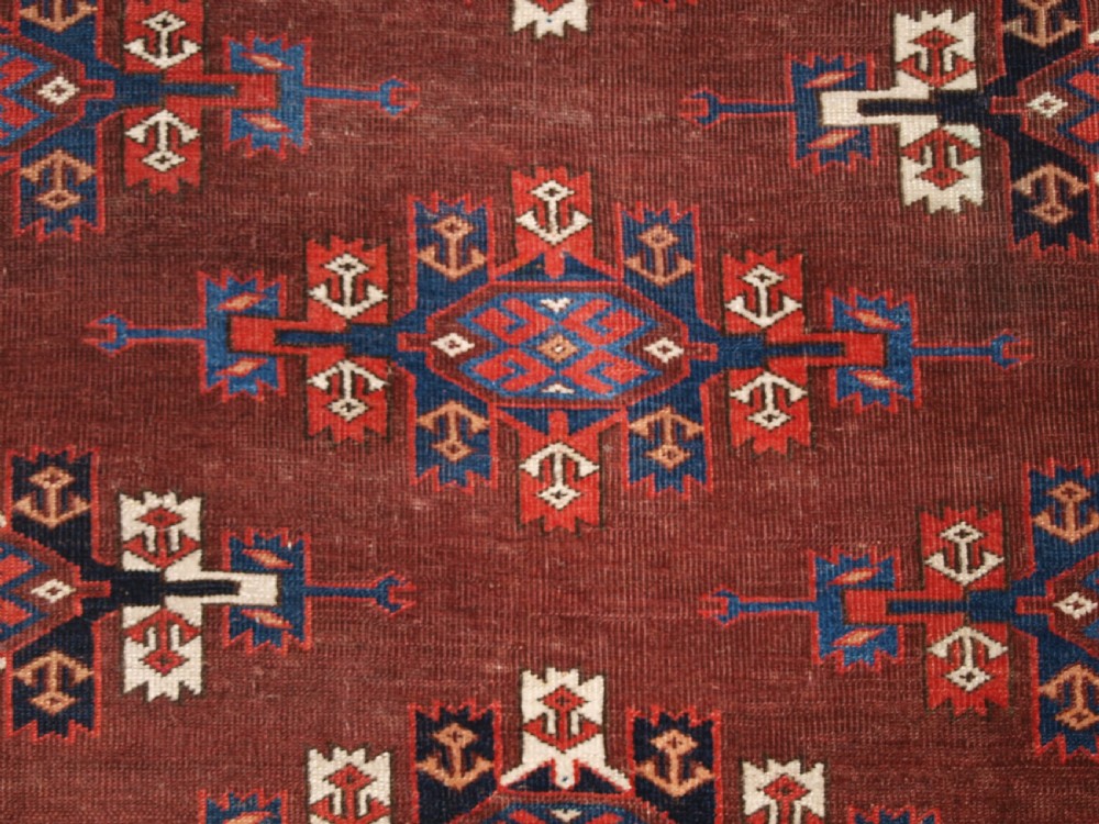 ANTIQUE YOMUT TURKMEN MAIN CARPET, KEPSE GUL DESIGN, CIRCA 1860. View IX