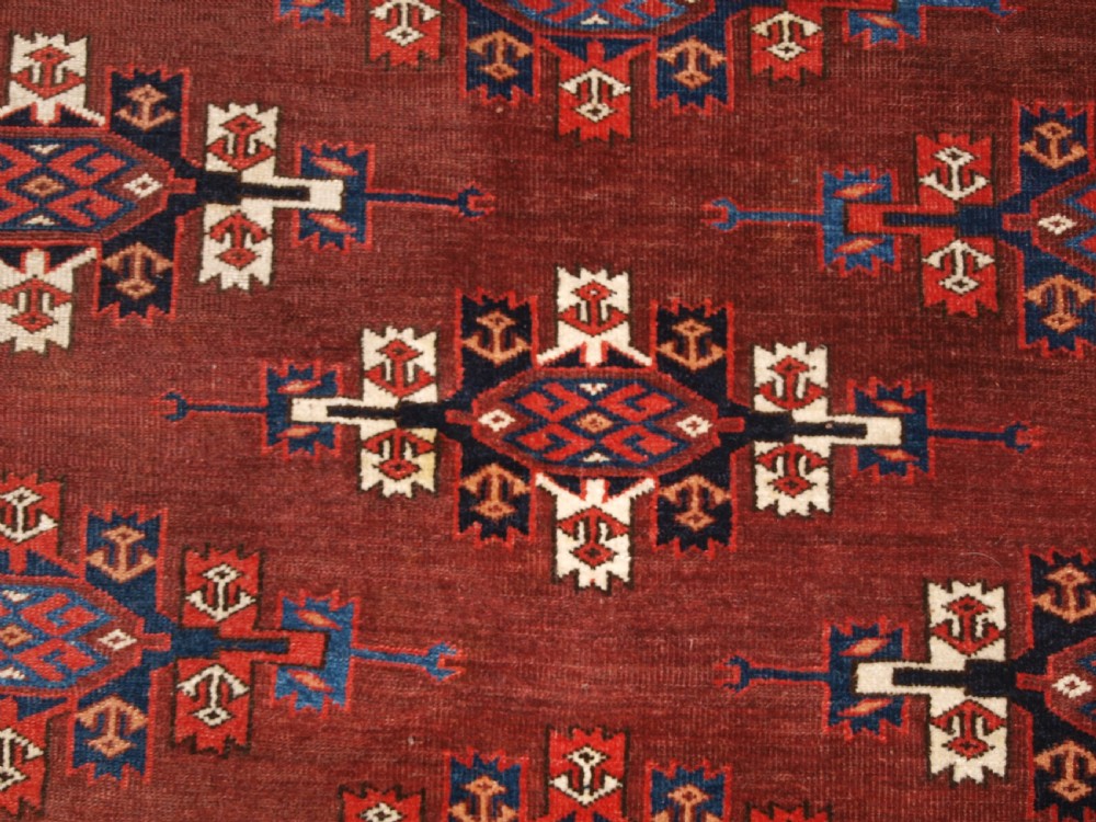 ANTIQUE YOMUT TURKMEN MAIN CARPET, KEPSE GUL DESIGN, CIRCA 1860. View X