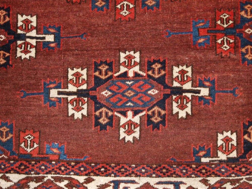 ANTIQUE YOMUT TURKMEN MAIN CARPET, KEPSE GUL DESIGN, CIRCA 1860. View XI