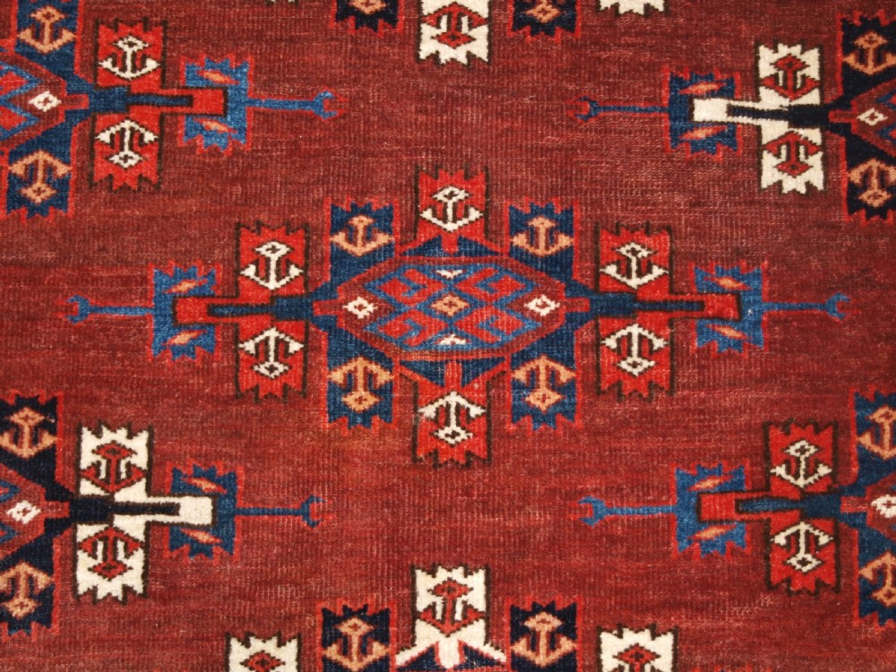 ANTIQUE YOMUT TURKMEN MAIN CARPET, KEPSE GUL DESIGN, CIRCA 1860. View XII
