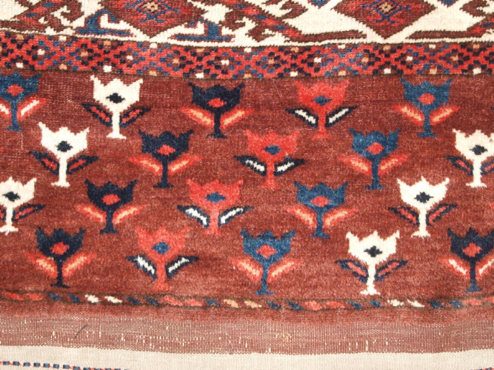 ANTIQUE YOMUT TURKMEN MAIN CARPET, KEPSE GUL DESIGN, CIRCA 1860. View XIII