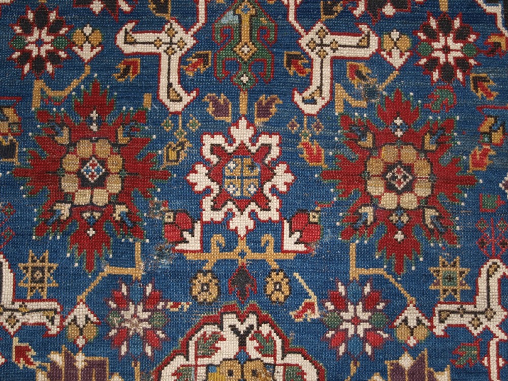 ANTIQUE CAUCASIAN KUBA RUG FRAGMENT, AFSHAN DESIGN, DATED AND INSCRIBED, 19TH CENTURY. View XII