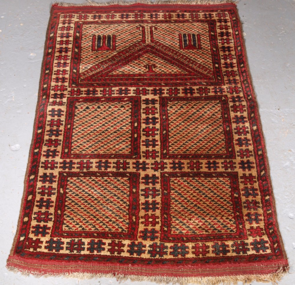 ANTIQUE AFGHAN VILLAGE PRAYER RUG OF UNUSUAL DESIGN, SUPERB CONDITION, CIRCA 1910/20.