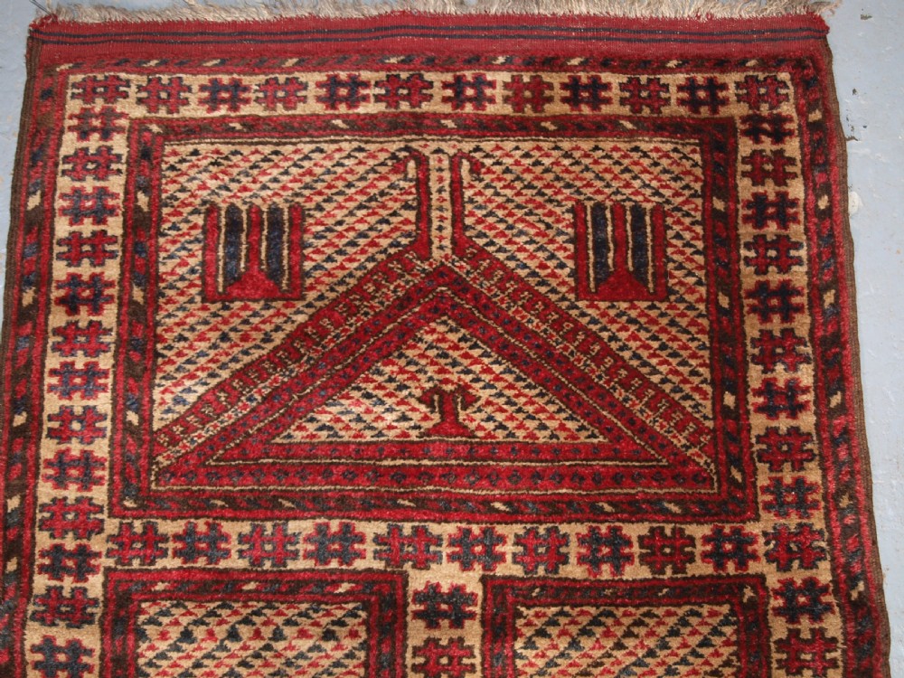 ANTIQUE AFGHAN VILLAGE PRAYER RUG OF UNUSUAL DESIGN, SUPERB CONDITION, CIRCA 1910/20. View III