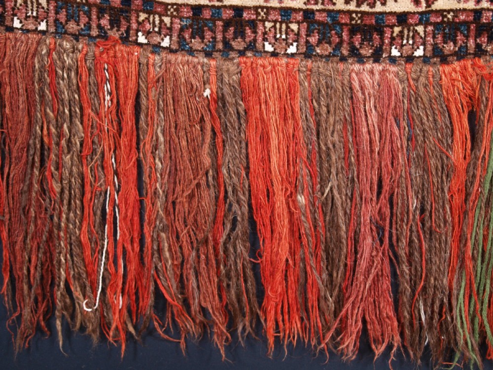 ANTIQUE ERSARI TURKMEN TORBA WITH UNUSUAL DESIGN, IVORY GROUND, CIRCA 1900. View X