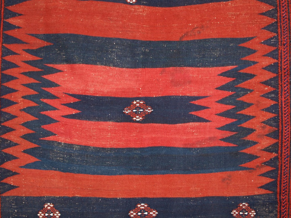 ANTIQUE AFSHAR SOFREH, STRIKING DESIGN, CIRCA 1920. View V