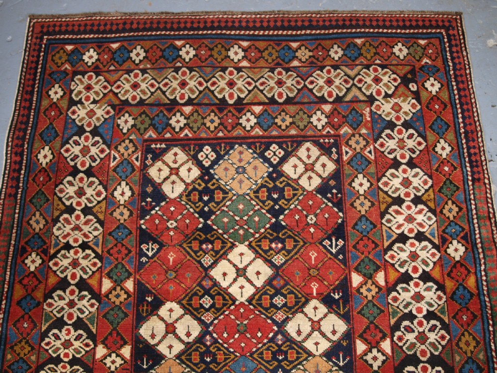 ANTIQUE CAUCASIAN RUG KUBA REGION, SCARCE CHICHI DESIGN, CIRCA 1890. View III
