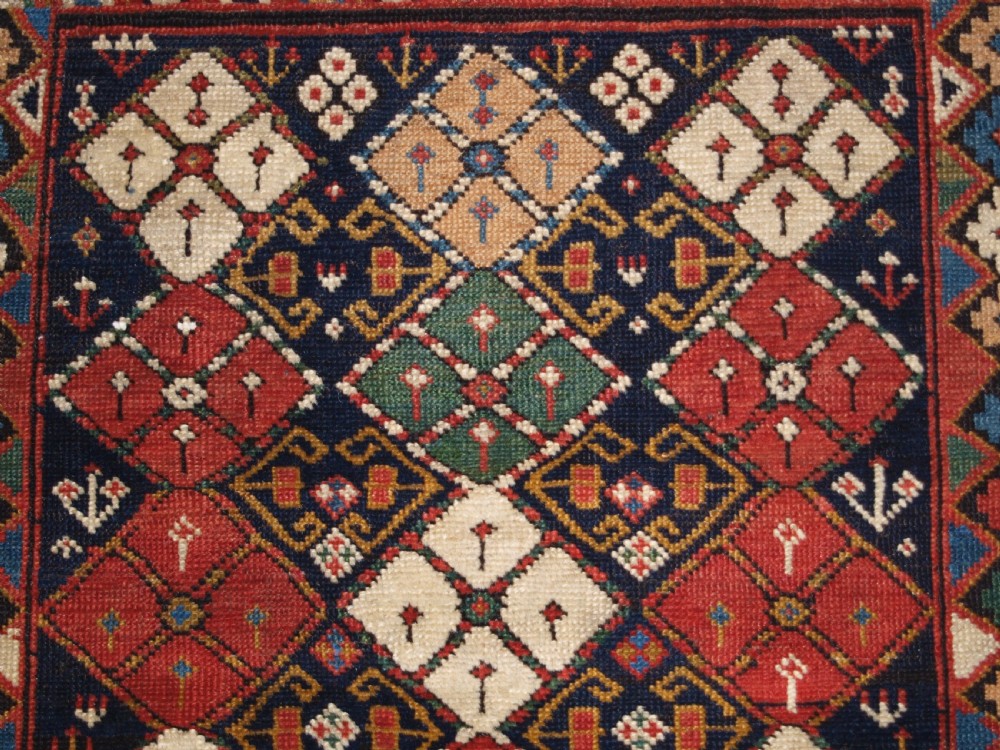 ANTIQUE CAUCASIAN RUG KUBA REGION, SCARCE CHICHI DESIGN, CIRCA 1890. View X