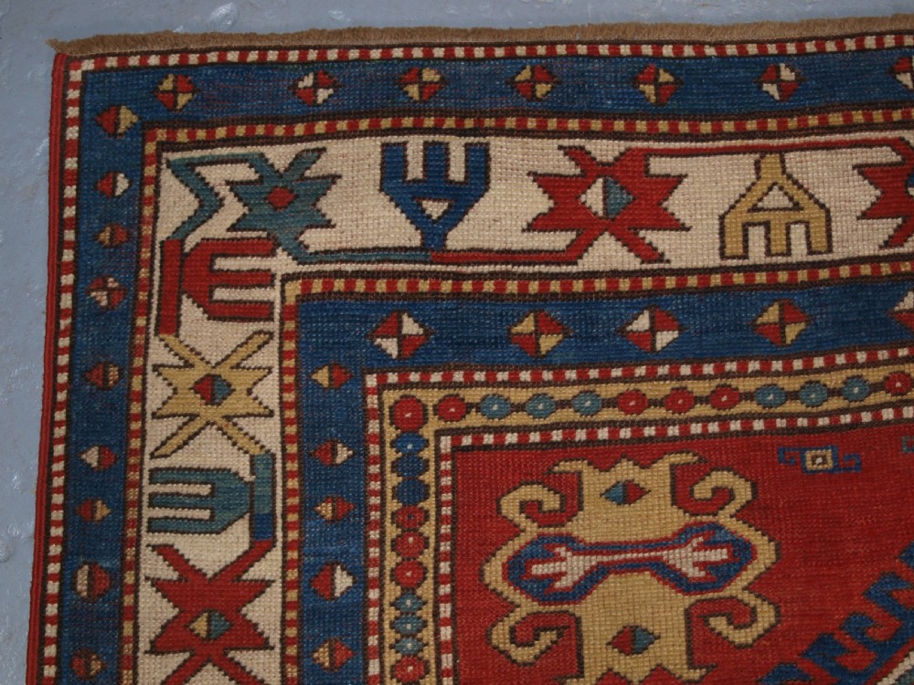 ANTIQUE CAUCASIAN LORI PAMBAK KAZAK RUG, OUTSTANDING COLOUR, CIRCA 1880. View VI