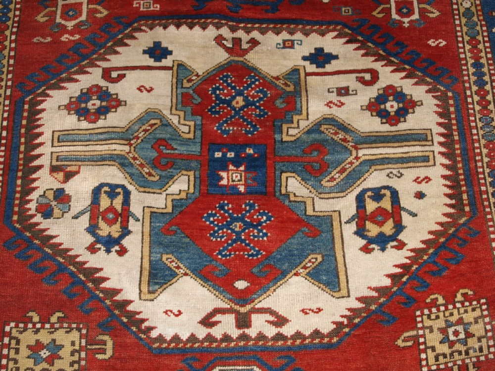 ANTIQUE CAUCASIAN LORI PAMBAK KAZAK RUG, OUTSTANDING COLOUR, CIRCA 1880. View IX