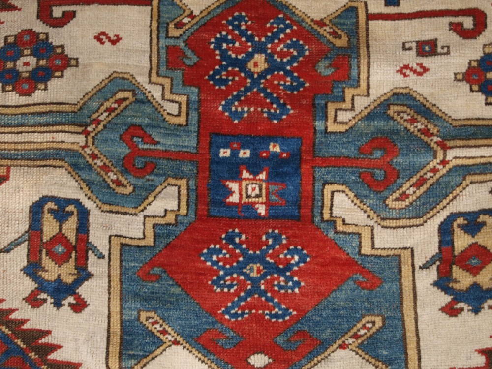 ANTIQUE CAUCASIAN LORI PAMBAK KAZAK RUG, OUTSTANDING COLOUR, CIRCA 1880. View XI