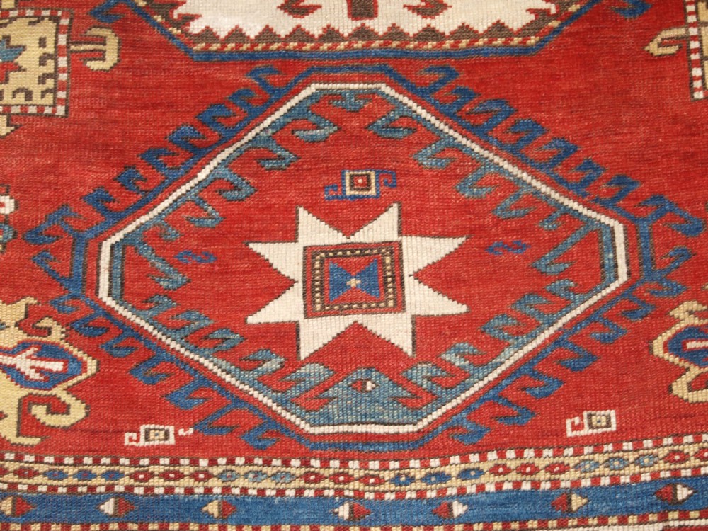 ANTIQUE CAUCASIAN LORI PAMBAK KAZAK RUG, OUTSTANDING COLOUR, CIRCA 1880. View XII