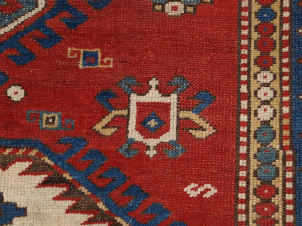 ANTIQUE CAUCASIAN LORI PAMBAK KAZAK RUG, OUTSTANDING COLOUR, CIRCA 1880. View XIV