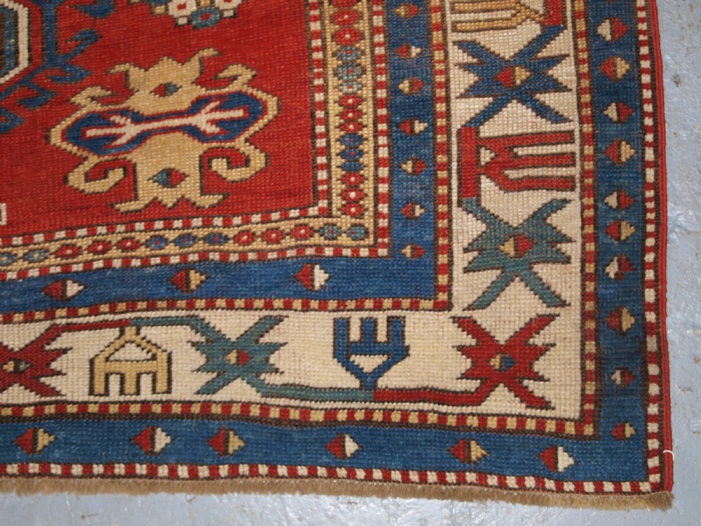 ANTIQUE CAUCASIAN LORI PAMBAK KAZAK RUG, OUTSTANDING COLOUR, CIRCA 1880. View XV