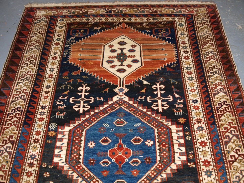 ANTIQUE CAUCASIAN SHIRVAN MEDALLION RUG OF LARGE SIZE, CIRCA 1890. View III