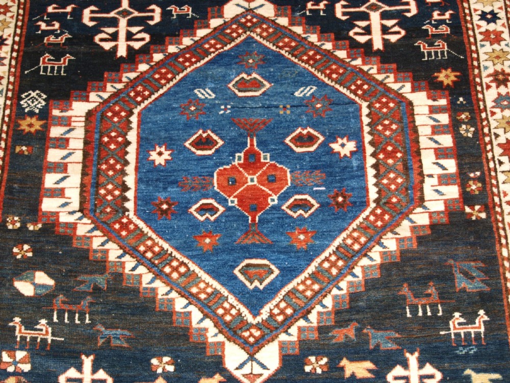 ANTIQUE CAUCASIAN SHIRVAN MEDALLION RUG OF LARGE SIZE, CIRCA 1890. View X