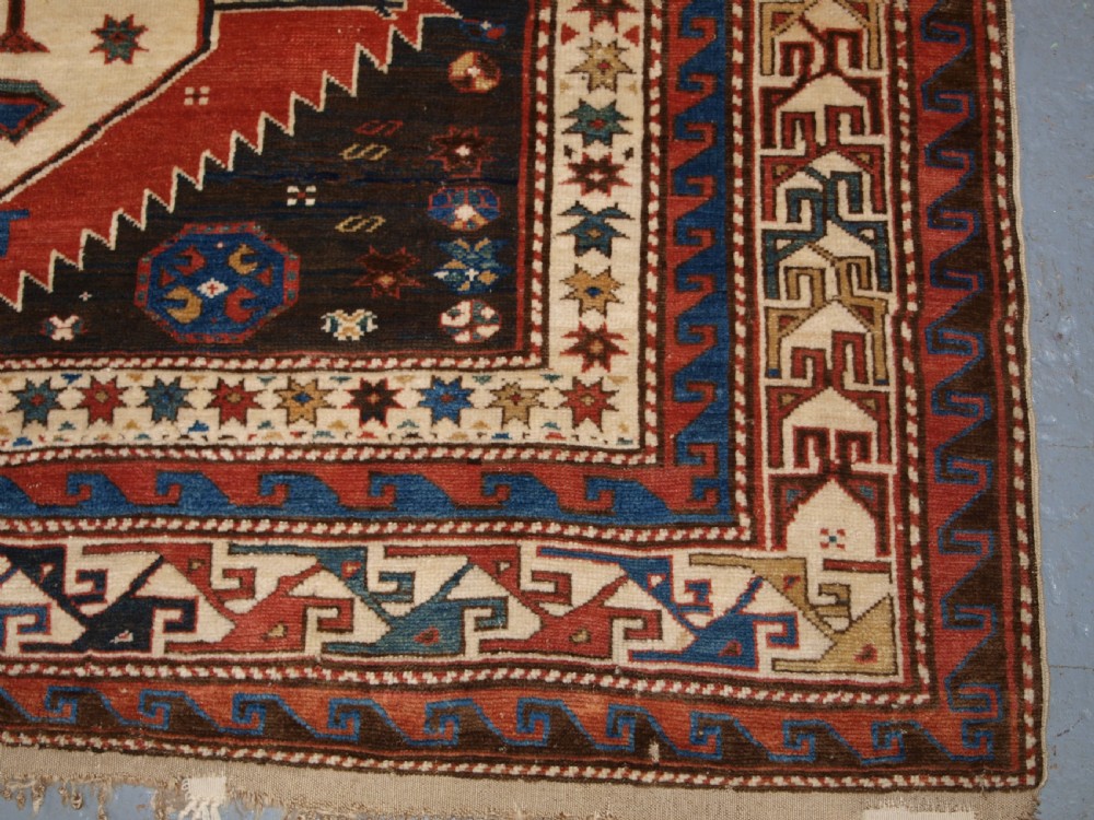 ANTIQUE CAUCASIAN SHIRVAN MEDALLION RUG OF LARGE SIZE, CIRCA 1890. View XV