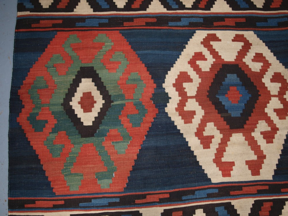 ANTIQUE SOUTH CAUCASIAN SHIRVAN BANDED KILIM, BOLD DESIGN, CIRCA 1900. View VI