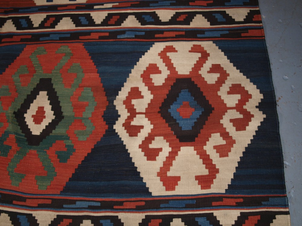 ANTIQUE SOUTH CAUCASIAN SHIRVAN BANDED KILIM, BOLD DESIGN, CIRCA 1900. View IX