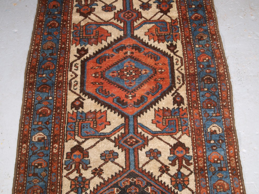 ANTIQUE KURDISH HAMADAN VILLAGE RUNNER, USEFUL NARROW SIZE, CIRCA 1920. View V