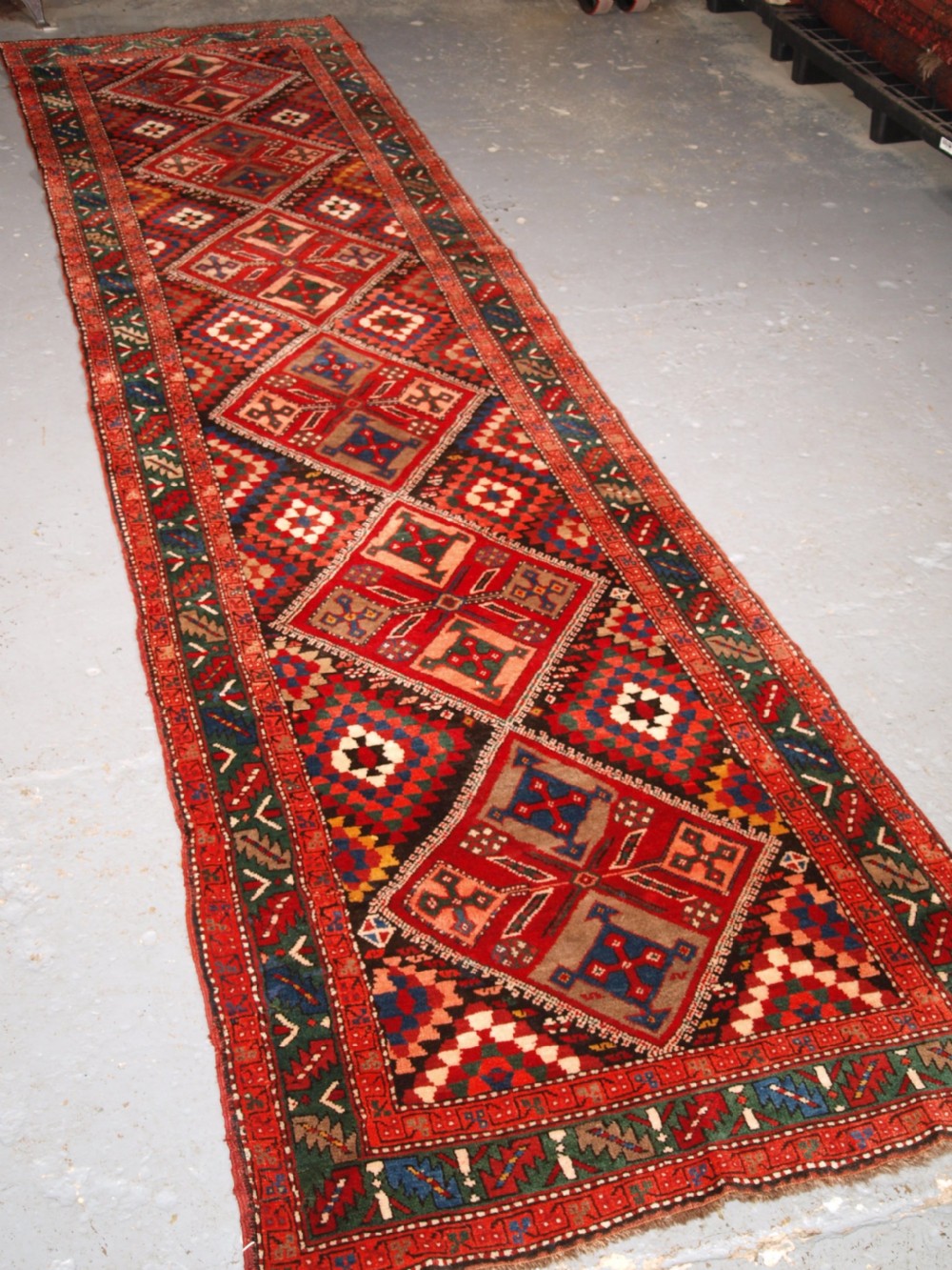 ANTIQUE SOUTH CAUCASIAN OR KURDISH RUNNER, EXCELLENT CONDITION, CIRCA 1920. View II