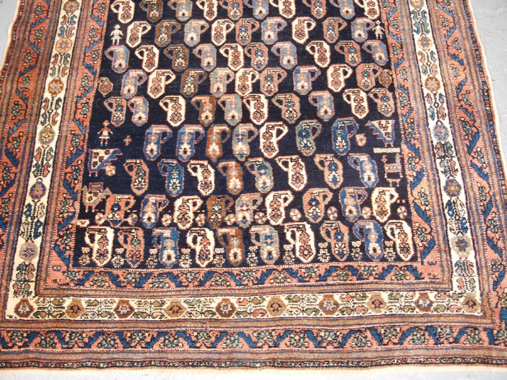 ANTIQUE AFSHAR RUG WITH ALL OVER SMALL BOTEH DESIGN, CIRCA 1900. View V