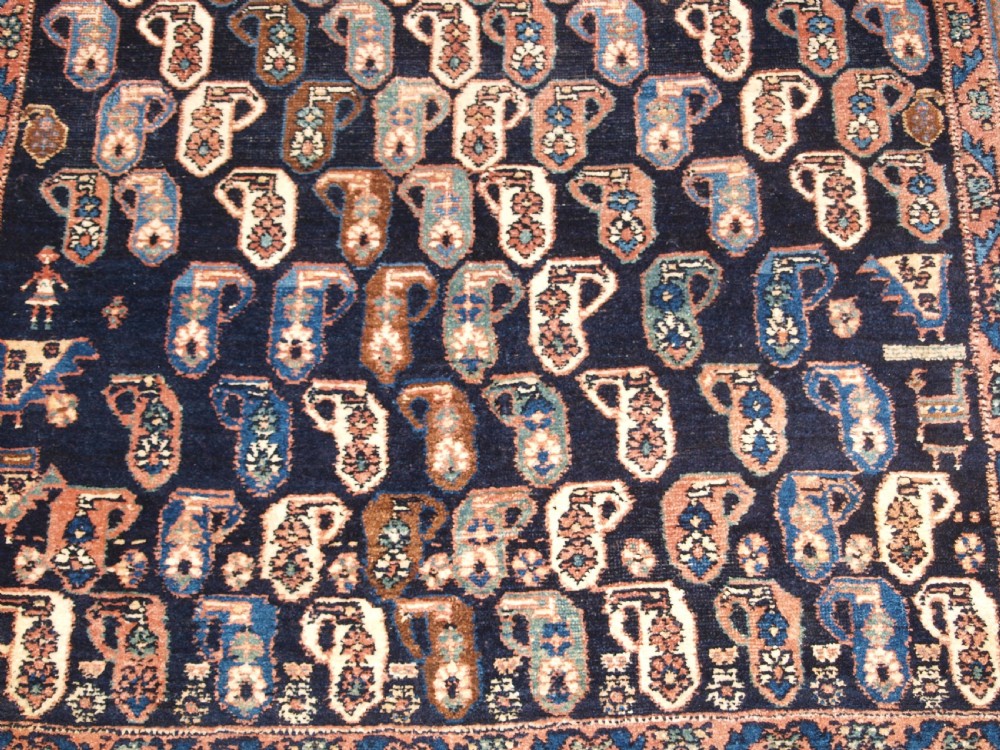 ANTIQUE AFSHAR RUG WITH ALL OVER SMALL BOTEH DESIGN, CIRCA 1900. View IX