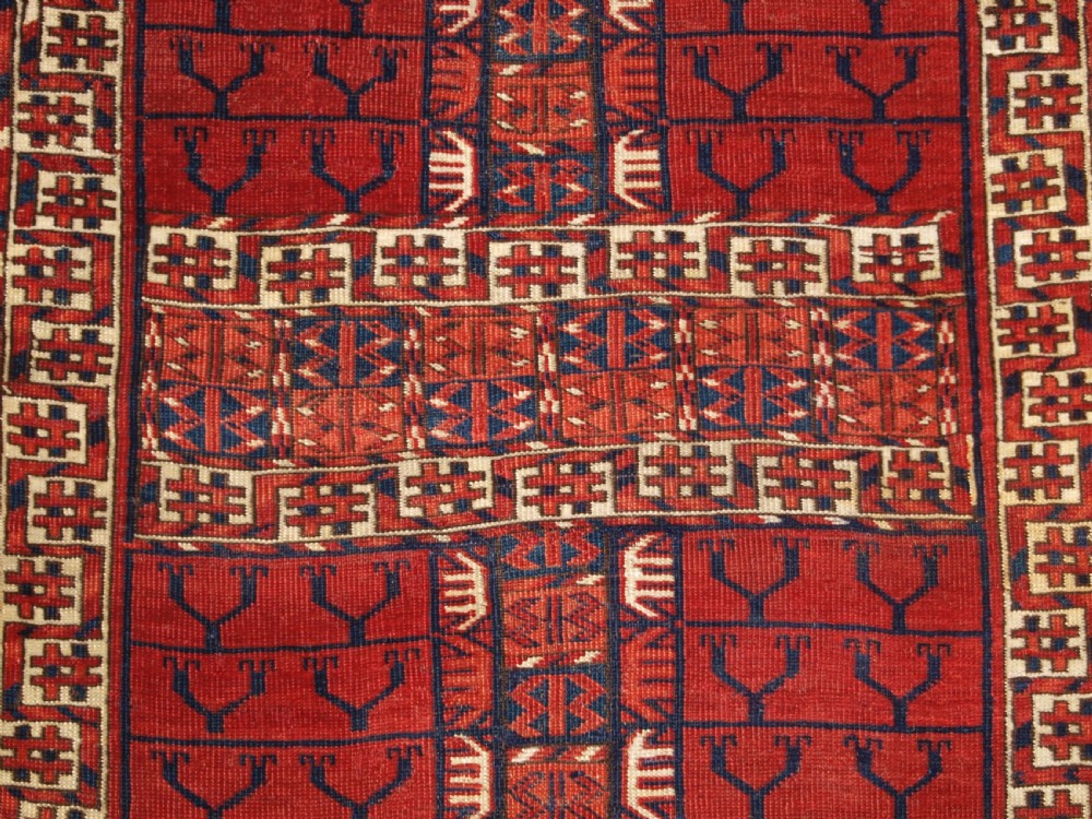 ANTIQUE TEKKE TURKMEN ENSI WITH SUPERB COLOUR, CIRCA 1880. View X