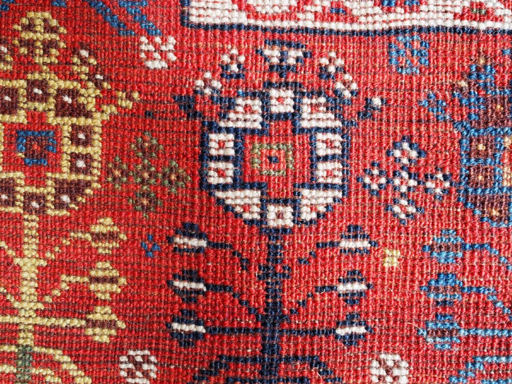 ANTIQUE TRIBAL KHAMSEH RUG WITH OUTSTANDING DESIGN AND COLOUR, CIRCA 1870. View XV